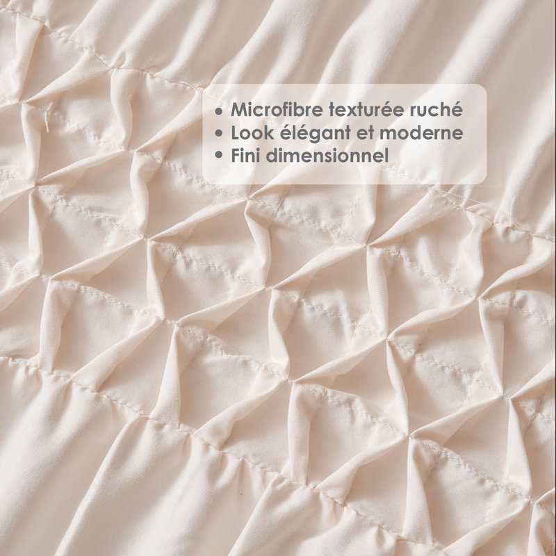 Ensemble d'édredon réversible texturé 3 pièces Ash, Double/Grand, 3, Rosé
