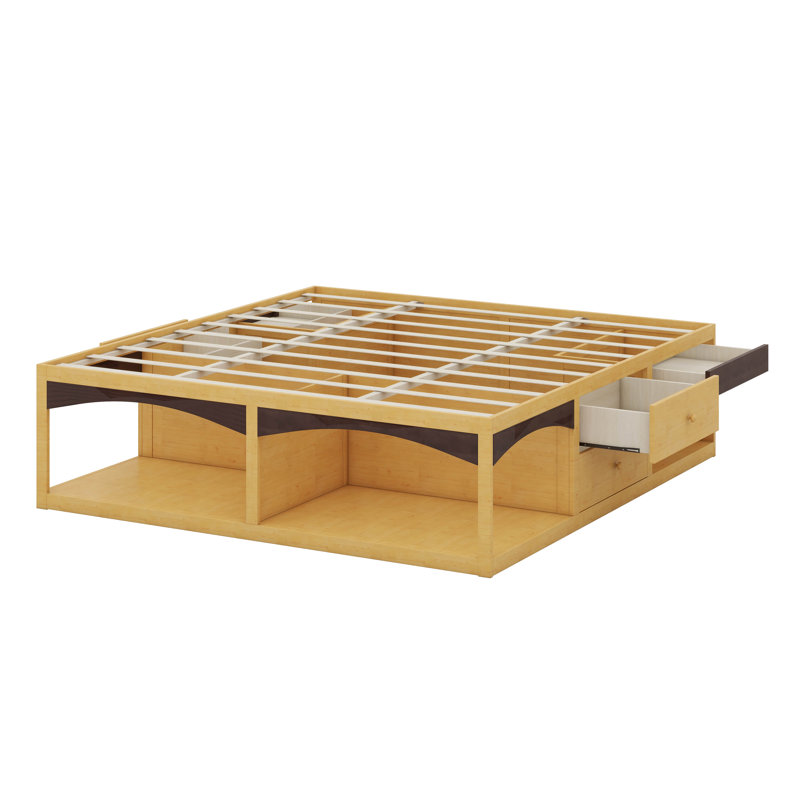 Cadre de lit adapté aux animaux de compagnie, lit plateforme sans tête de lit, avec tiroirs de rangement, conception adaptée aux animaux de compagnie, très grand lit