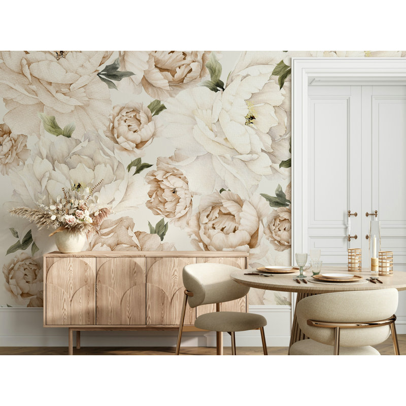 Papier peint floral pivoine Spessard, L 100 po x l 150 po