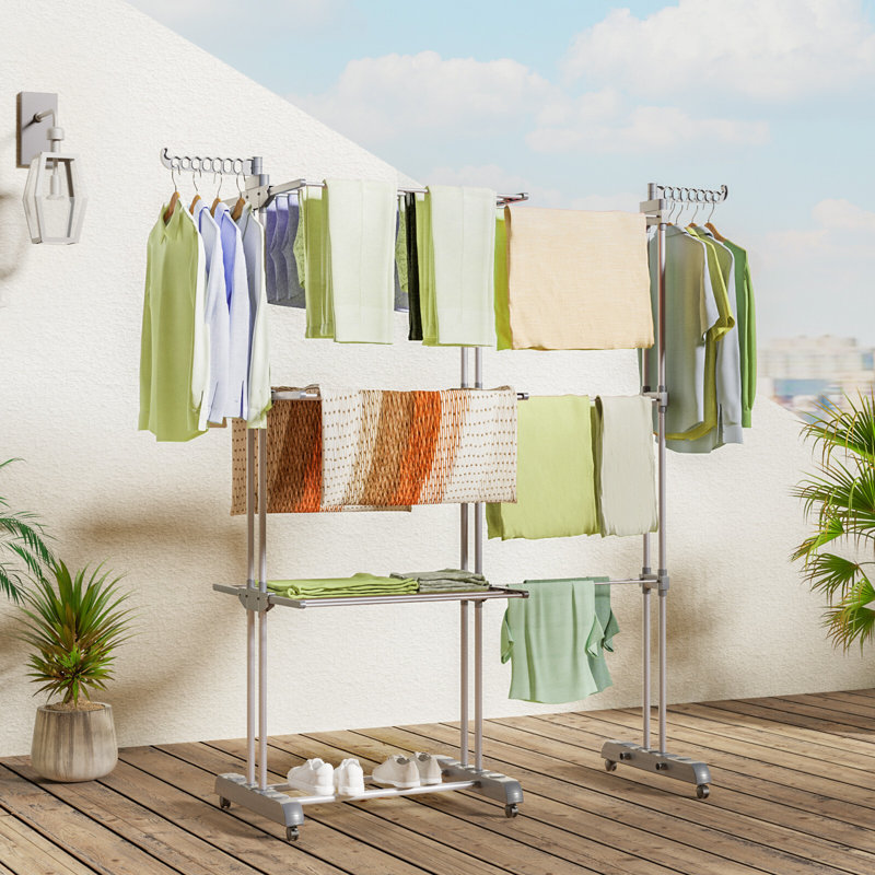 Bole Adjustable Rolling Clothing Rack, Grey