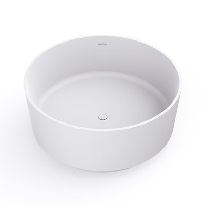 Freestanding Solid Surface Soaking Bathtub Modern Round Matte White For Luxury Bathroom Relaxation