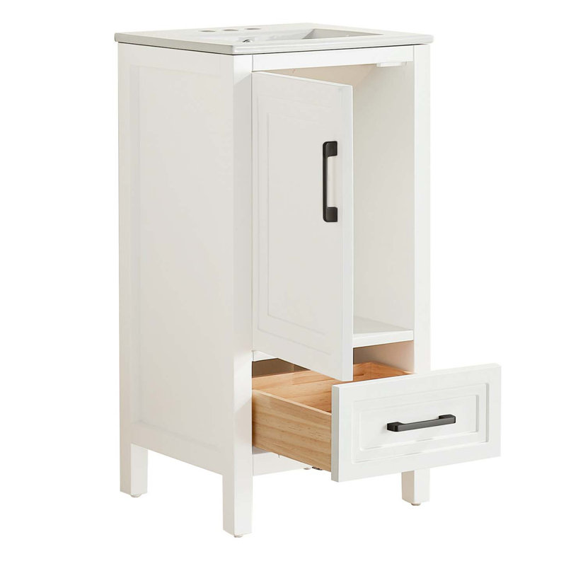 Meuble-lavabo autoportant simple avec comptoir et armoire d'appoint