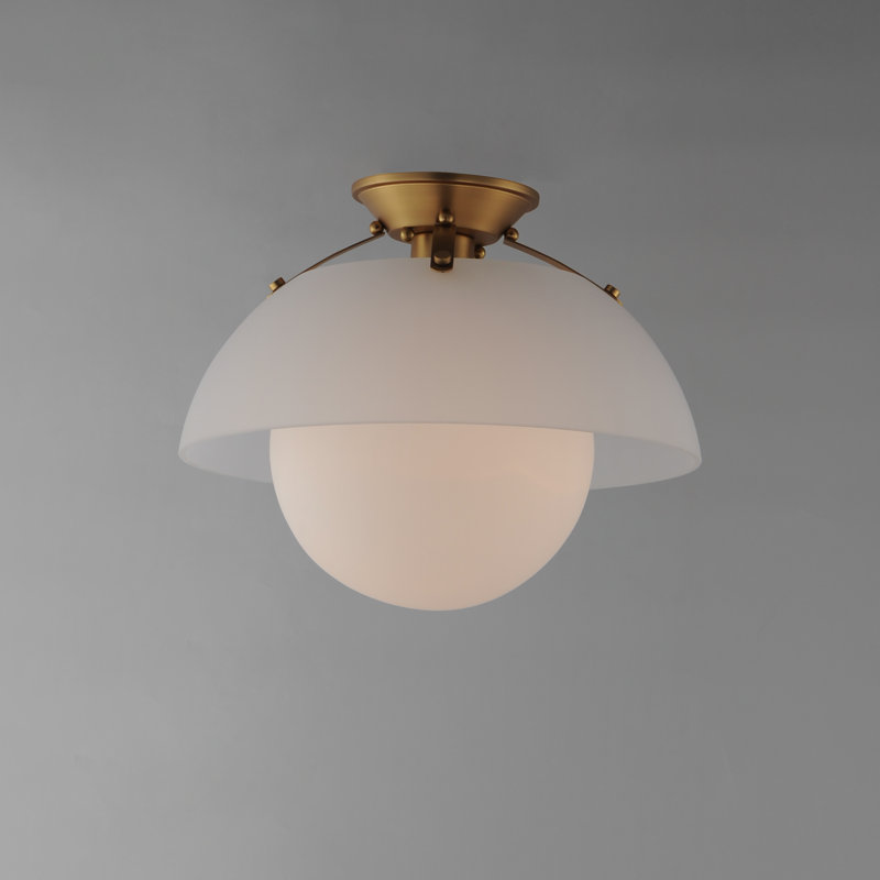 Domain 1 - Light Semi Flush Mount, White, Natural Aged Brass