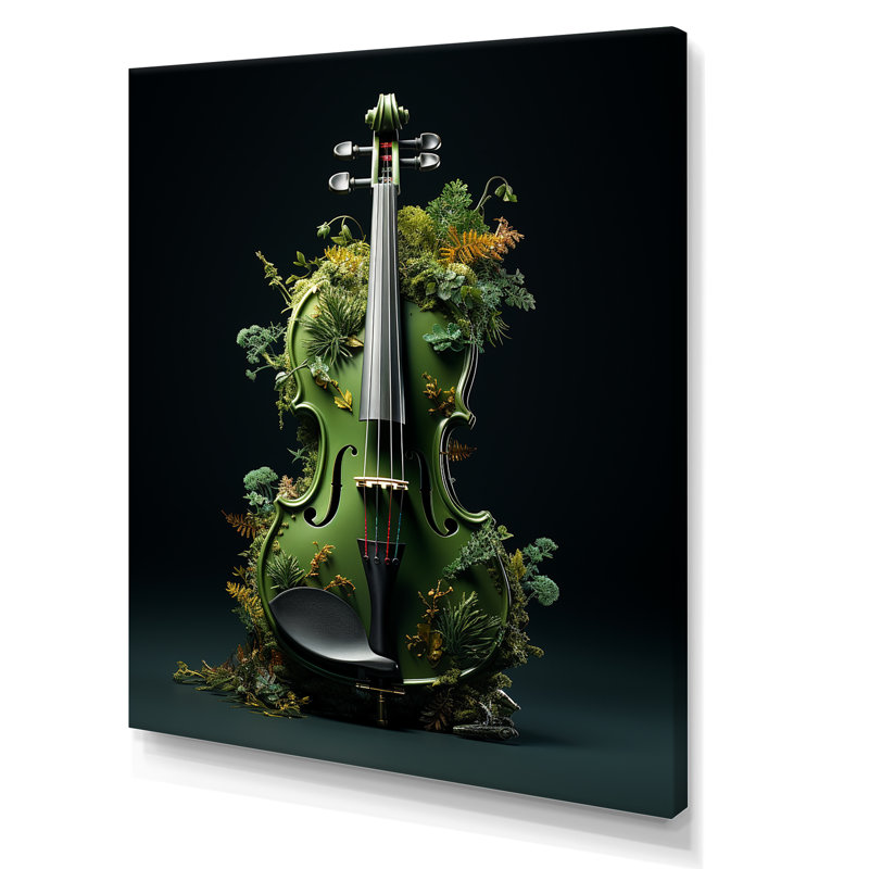 Violon verdure dans la forêt II, Toile tendue, H 32 po x l 16 po x P 1 po