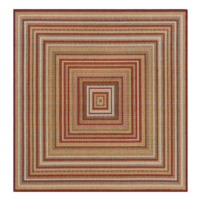Xavi Flatweave Geometric Area Rug , Square 5'3"