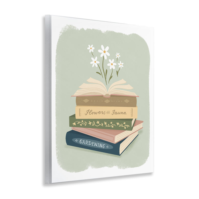 Open Book Stack Gardening Theme Wall Plaque, design by Sandra Picco