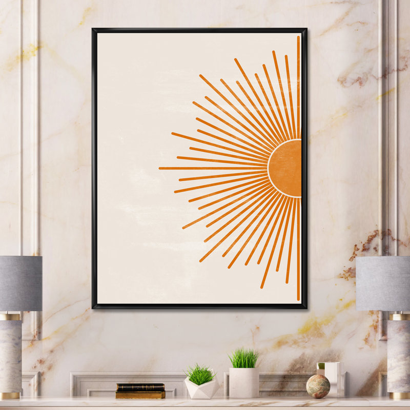 Impression de soleil orange I - cadre flottant, impression sur toile, H 20 po x l 12 po x P 1po, Cadre noir