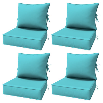 6.5″ Outdoor Replacement Cushion Set, Deep Seating Seat / Back Cushion Set, 24″W X 24″ D, Set Of 4