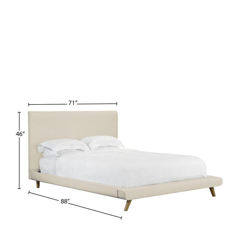 Lit plateforme en tissu d’ameublement, Grand, Ivoire