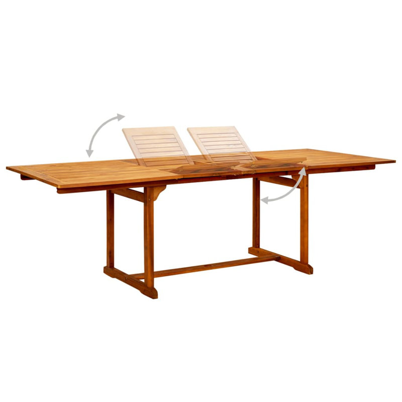 Thorsby Rectangular Acacia Solid Wood Extendable Outdoor with Umbrella Hole Dining Table - 150 cm W 100 cm D