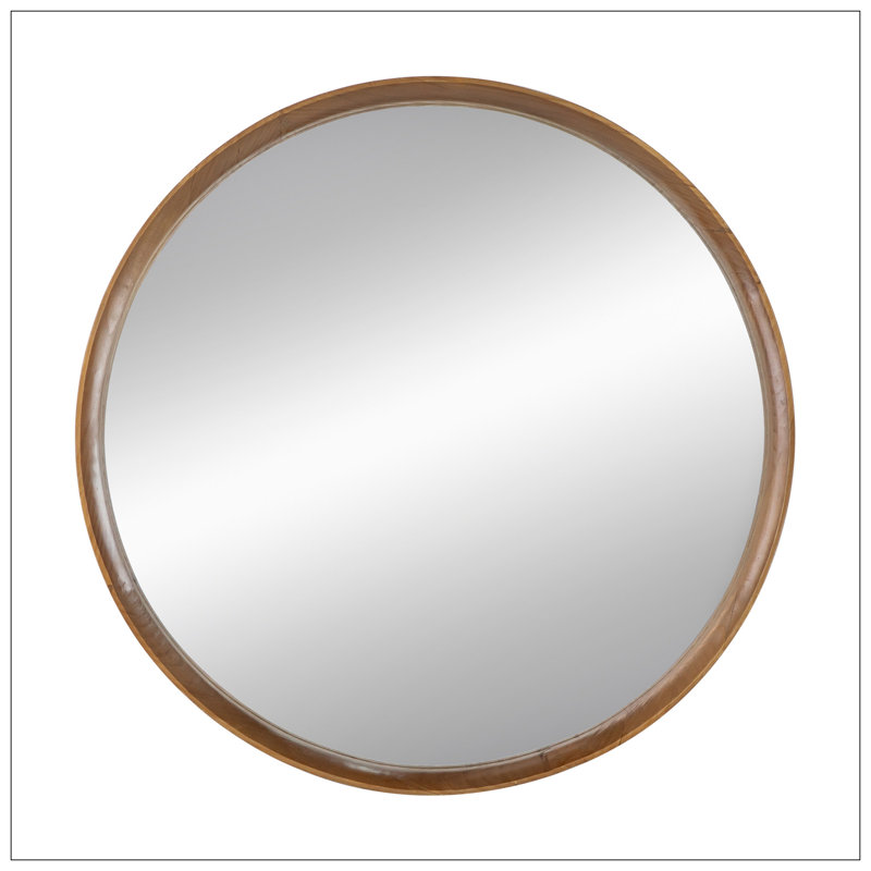 Miroir rond en bois de pin, miroir mural pour la salle de bain