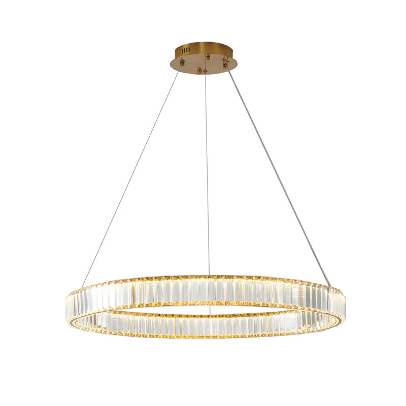 Sabbir Transitional LED Halo Crystal Chandelier , Gold