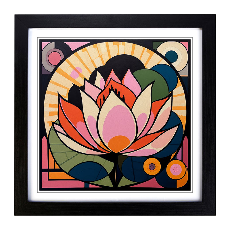 Lotus Flower Constructivism No.1 - Framed Print, Black