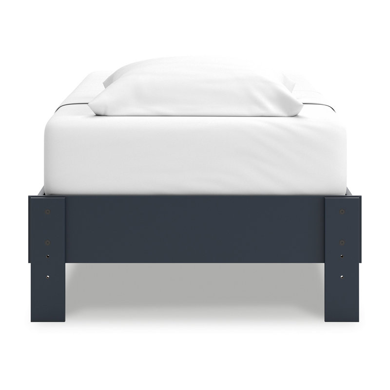 Lit plateforme Cian, style Shaker, structure en bois bleu marine, Simple