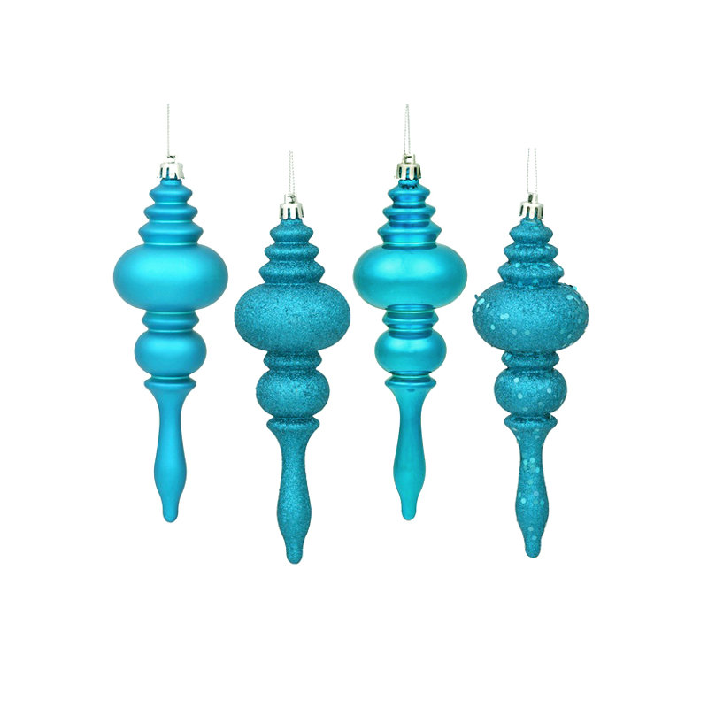 Ornements de Noël incassables à 4 finitions 7 po, Bleu turquoise