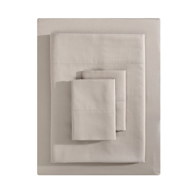 Ensemble de draps en satin CVC Vera Wang T800, Ensemble de draps pour très grand lit avec 2 taie, Beige