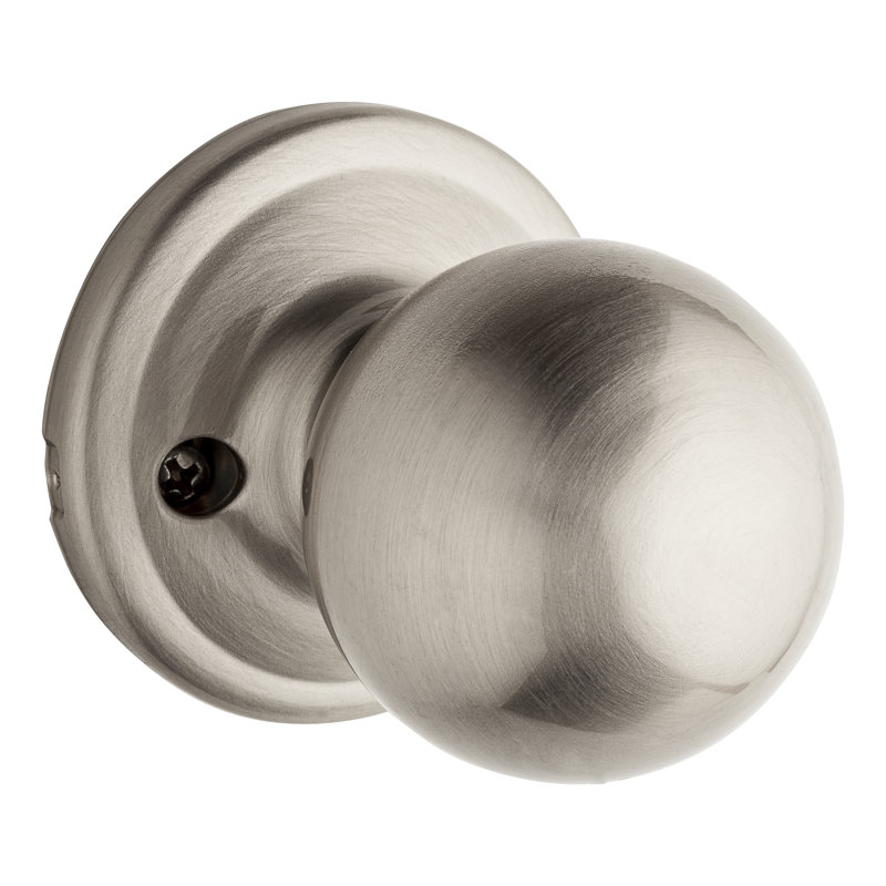 Poignée de porte factice simple avec rosette rond inactif Huntington, Nickel satiné