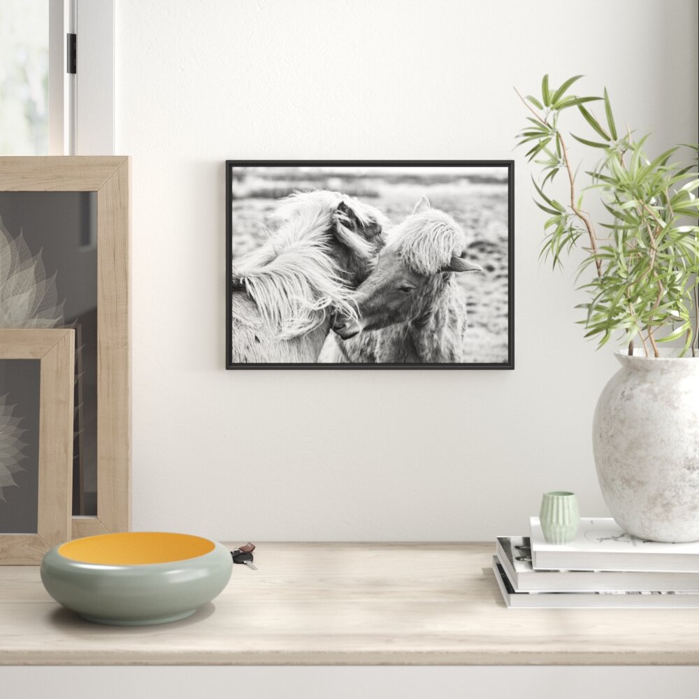 Gerahmtes Wandbild Islandpferde Pony Kunst B&W