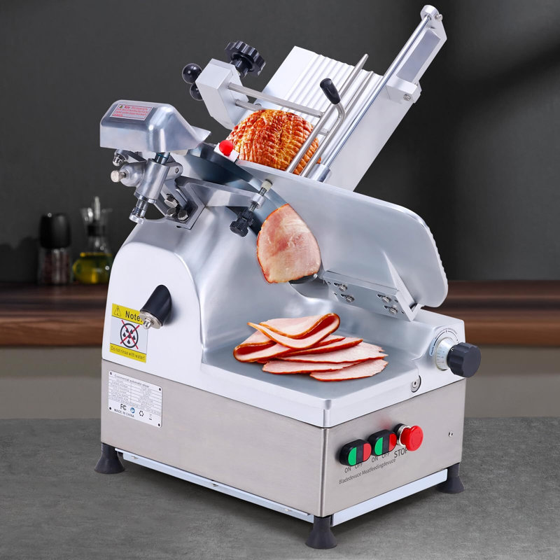 Trancheuse à viande automatique, trancheuse à viande 550W commerciale avec lame en acier au carbone de 12 po