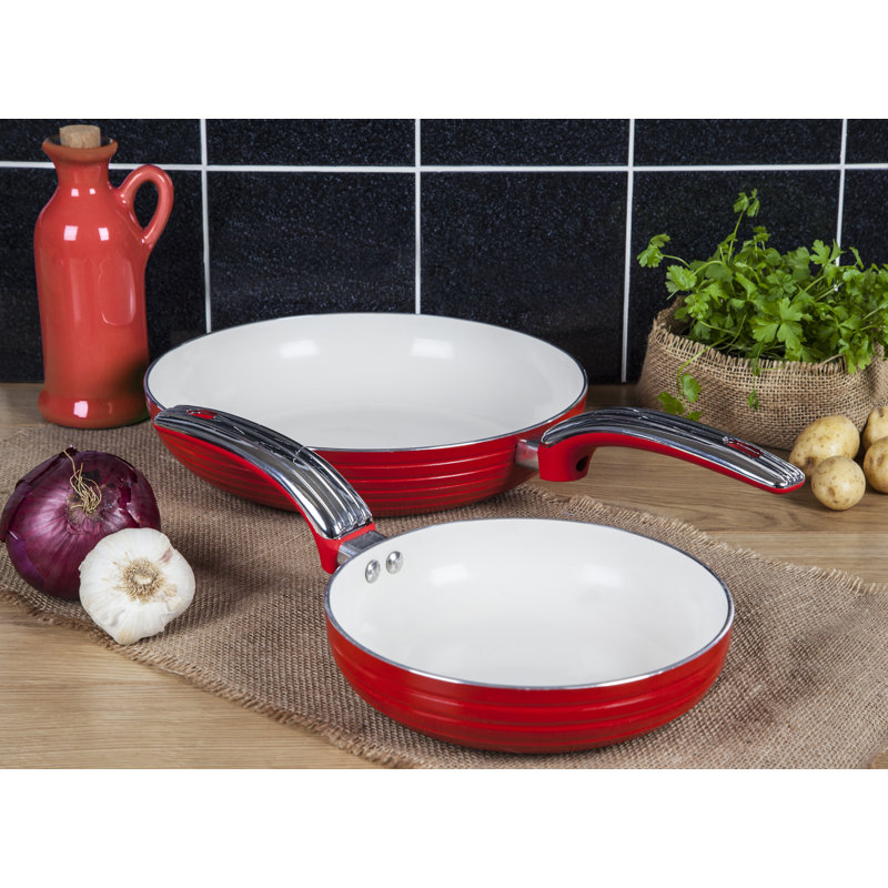 Retro Ceramic Non-Stick Frying Pan, Red
