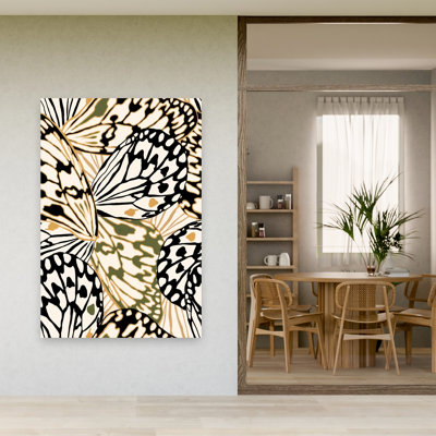 Élégant motif papillon abstrait, délicat, papillon délicat, nature, art mural tropical
