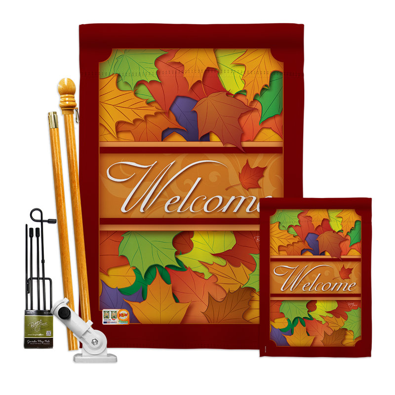 Coussin décoratif en polyester 2 faces 40 x 28 po autumn-impressions ensemble de drapeaux