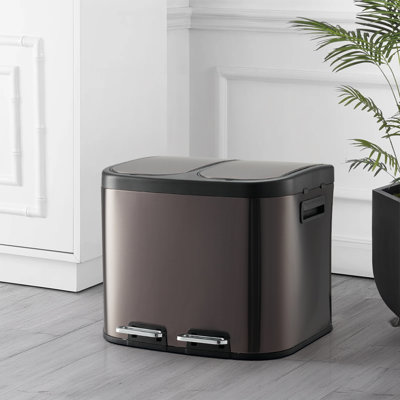 410 Stainless Steel Manual Lift Waste Bin - 20L