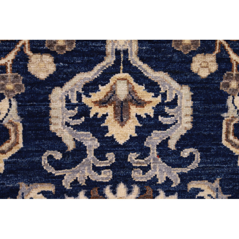Tapis bleu marine / bleu clair / beige de haute qualité noué à la main One-of-a-Kind Ziegler