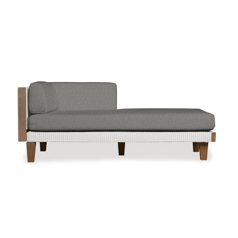 Catalina Outdoor Teak Chaise Lounge, Callen Pearl, White