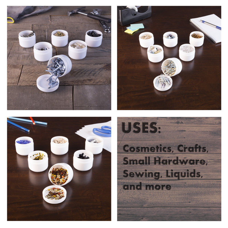 Stalwart 24 Piece Storage Containers with Lids- 4-Ounce Plastic Travel Bottles and Mini Jars, 2" H x 2.68" W x 2.68" D