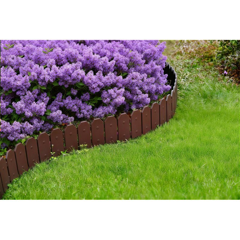 Panneaux de bordure de bordure de jardin à oreilles de chien en grain de bois l 17 po x H 7 po, clôture de jardin décorative