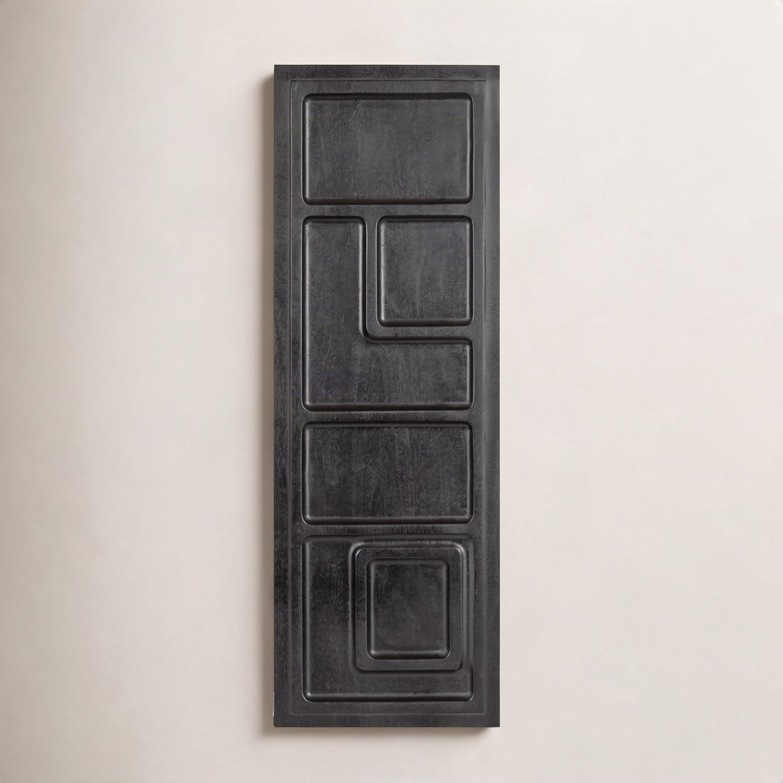 Tala Solid Wood Wall Mounted Sculpture, Black