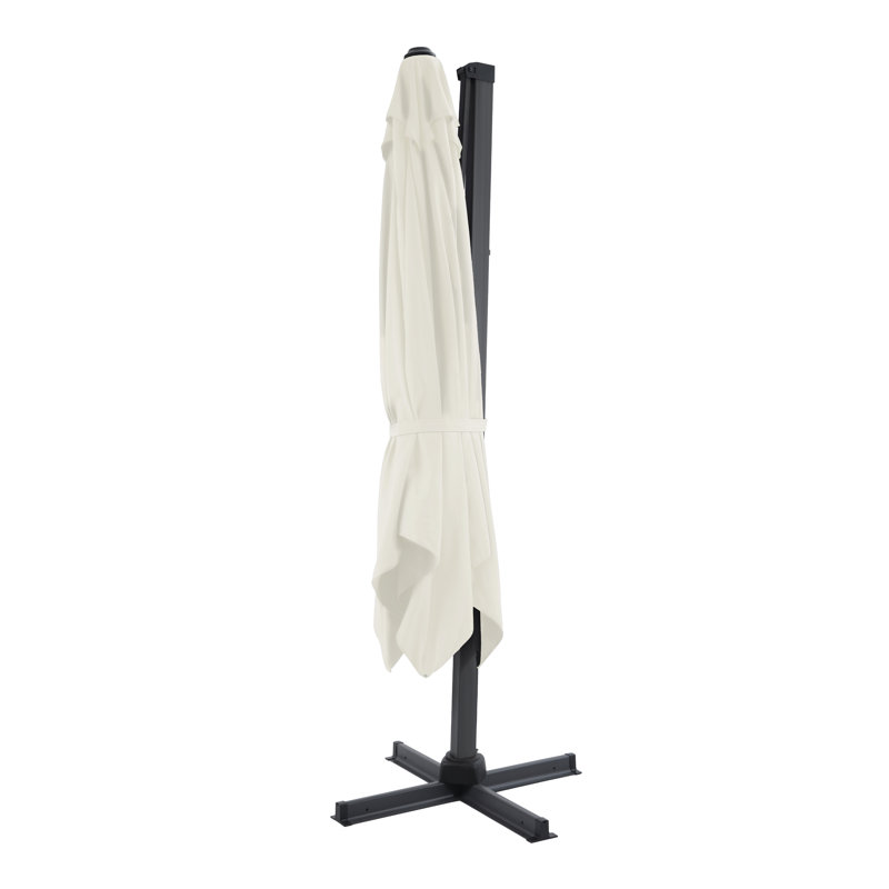 Brianda 300 cm W X 300 cm D Cantilever Parasol with Manual Lift, Grey, Beige
