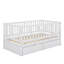 Lit de jour simple en bois avec garde-corps en forme de clôture pour la sécurité et deux tiroirs intégrés pratiques pour le rangement-229489504