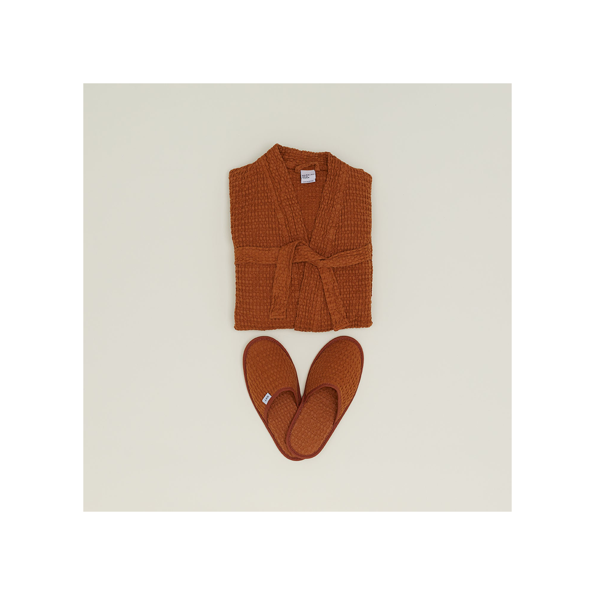 Simple Cotton Waffle Slippers, Terracotta, Medium