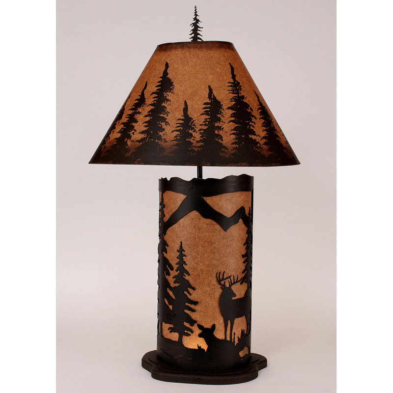 Lampe de table 33,5" cerf scene Gonzalez