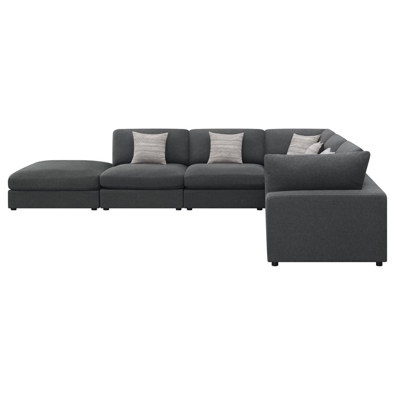 Artzt 6-piece Upholstered Modular Sectional Sofa Charcoal, Linen Blend Charcoal, 33" H x 158" W x 120" D