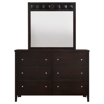 Commode 6 tiroirs avec miroir Cappuccino Aziza
