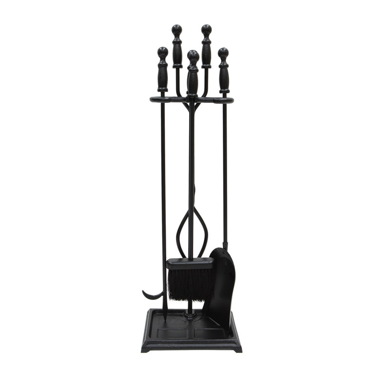 Ensemble d'outils de foyer en fer Verrett, H 30 po x l 6,70 po x P 9,75 po, Noir