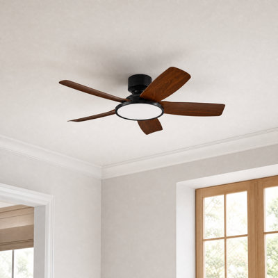 42" Easy-to-Install Modern Flush Mount Low Profile Small Room Ceiling Fan with LED Light and Remote