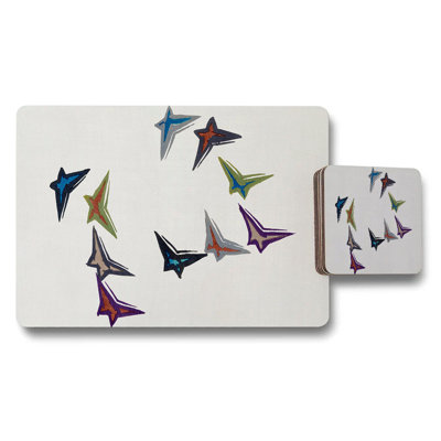 Floral Lily Placemat And Coaster Set With Leopard Print Accent