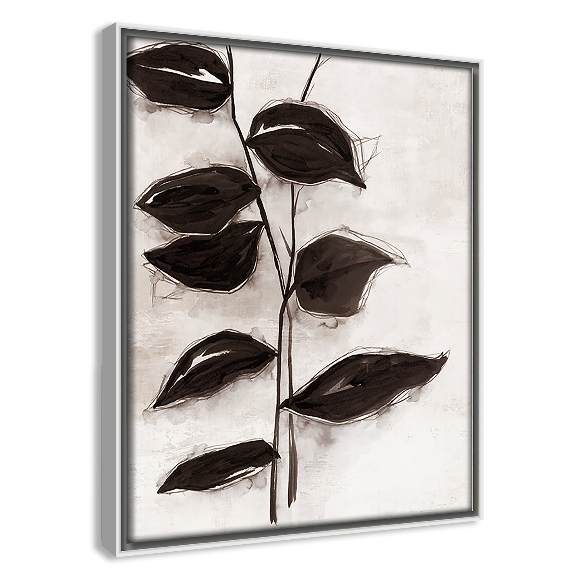 Leaves I by Eva Watts, 11.5" H x 9.5" W x 2" D, White Framed