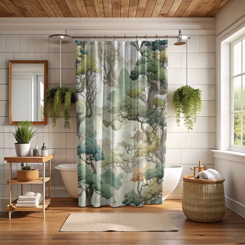 Old Rainforest - Rideau de douche Premium, H 74 po x l 71 po