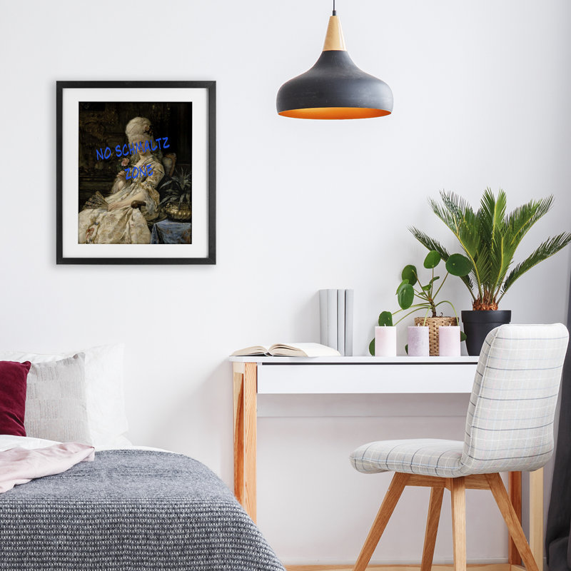Iconic No Schmaltz Zone, reproduction encadrée sous verre, design par Grotto Studios, Cadre noir minuit, H 16 po x l 13 po