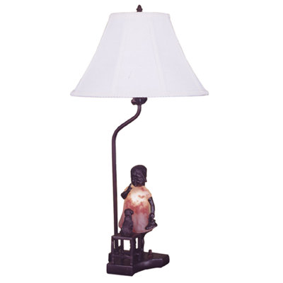 14.5"H Silhouette Girl with Puppy Accent Lamp