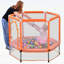 Trampoline pour tout-petits de 55 po avec filet de sécurité et balles colorées, idéal pour le plaisir intérieur et extérieur-132810994
