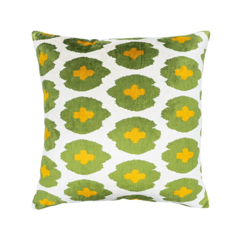 Oreiller en velours de soie Ikat Positivité, 20 po x 20 po