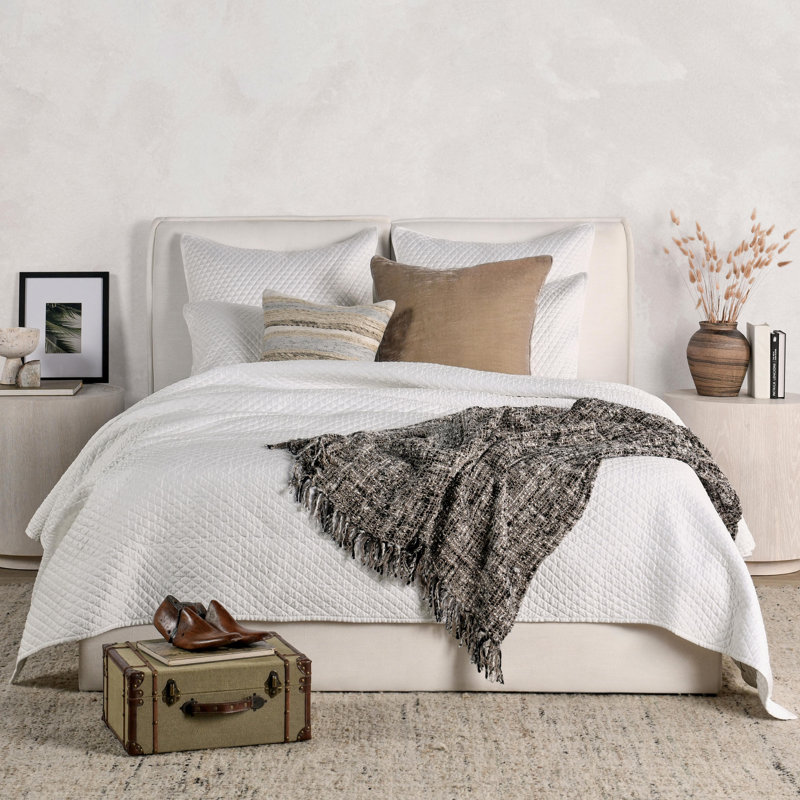 Diamond Quilt Set, White
