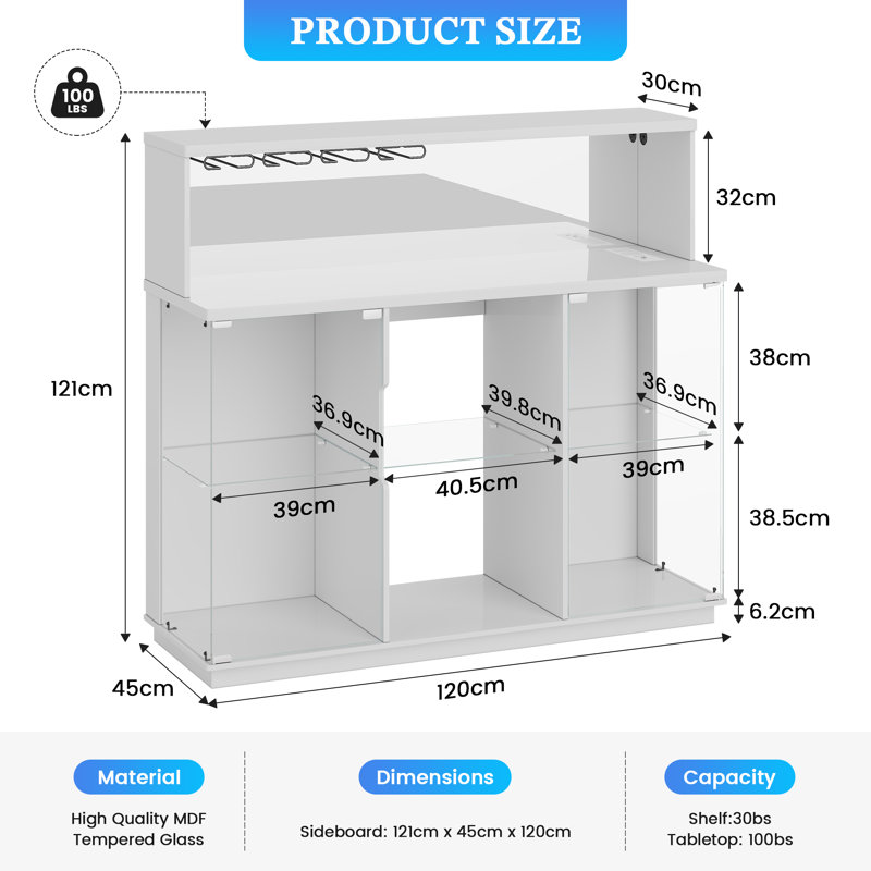 45 cm Bar Cabinet Bar Cabinet, White
