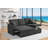 76.5" Linen Blend Upholstered Sectional with Pull-Out Bed and Chaise Storage-1398714605